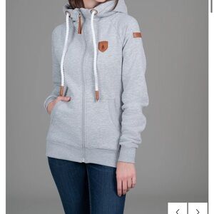 Wanakome Light Gray Hoodie with Brown Accents